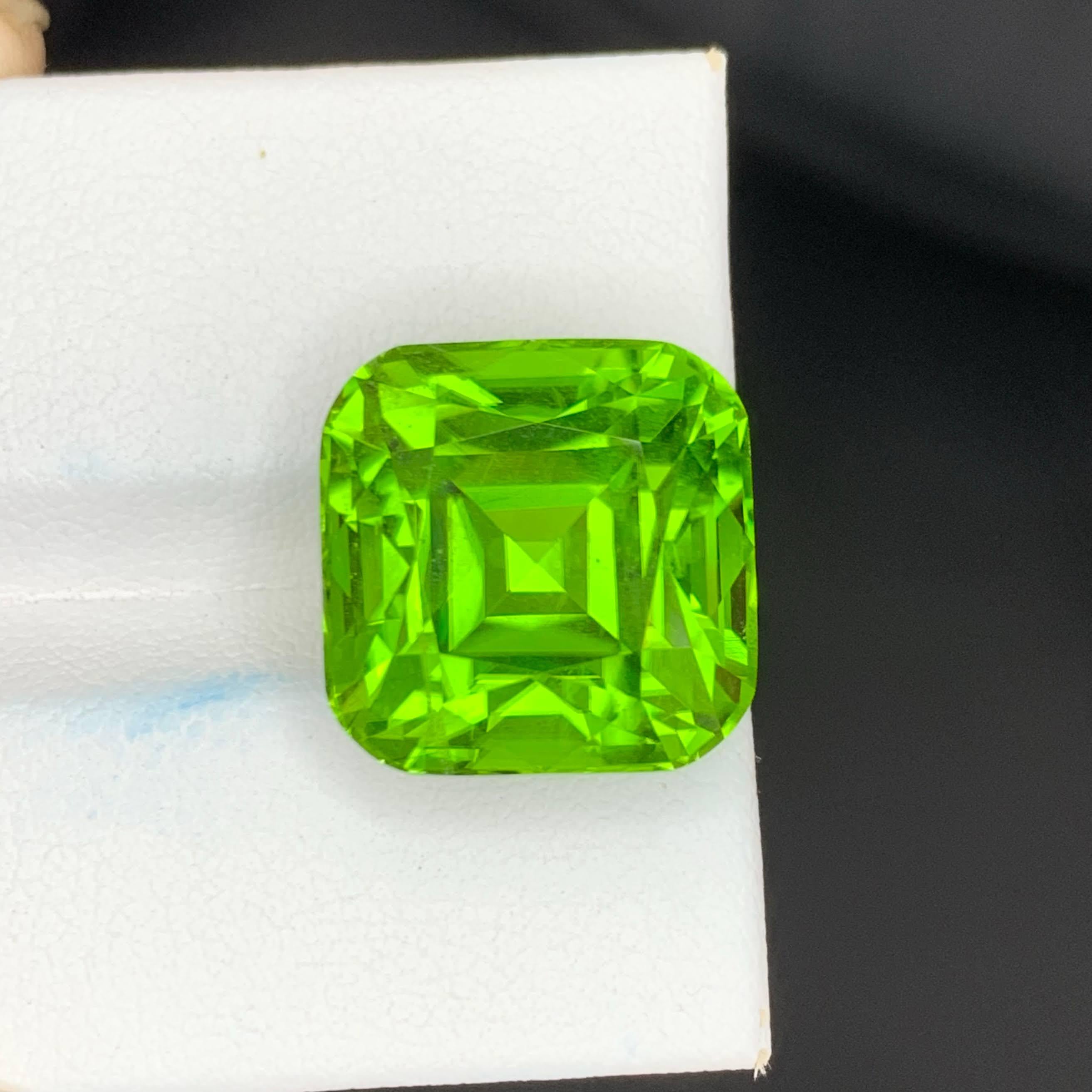 Gewicht 20,00 Karat 
Abmessungen 14,8x14,6x11,7mm
Behandlung Keine 
Herkunft Pakistan 
Klarheit VVS 
Form Schnitt Kissen 




Dieser atemberaubende 20-karätige apfelgrüne Peridot aus Pakistan hat einen lebhaften, erfrischenden grünen Farbton, der