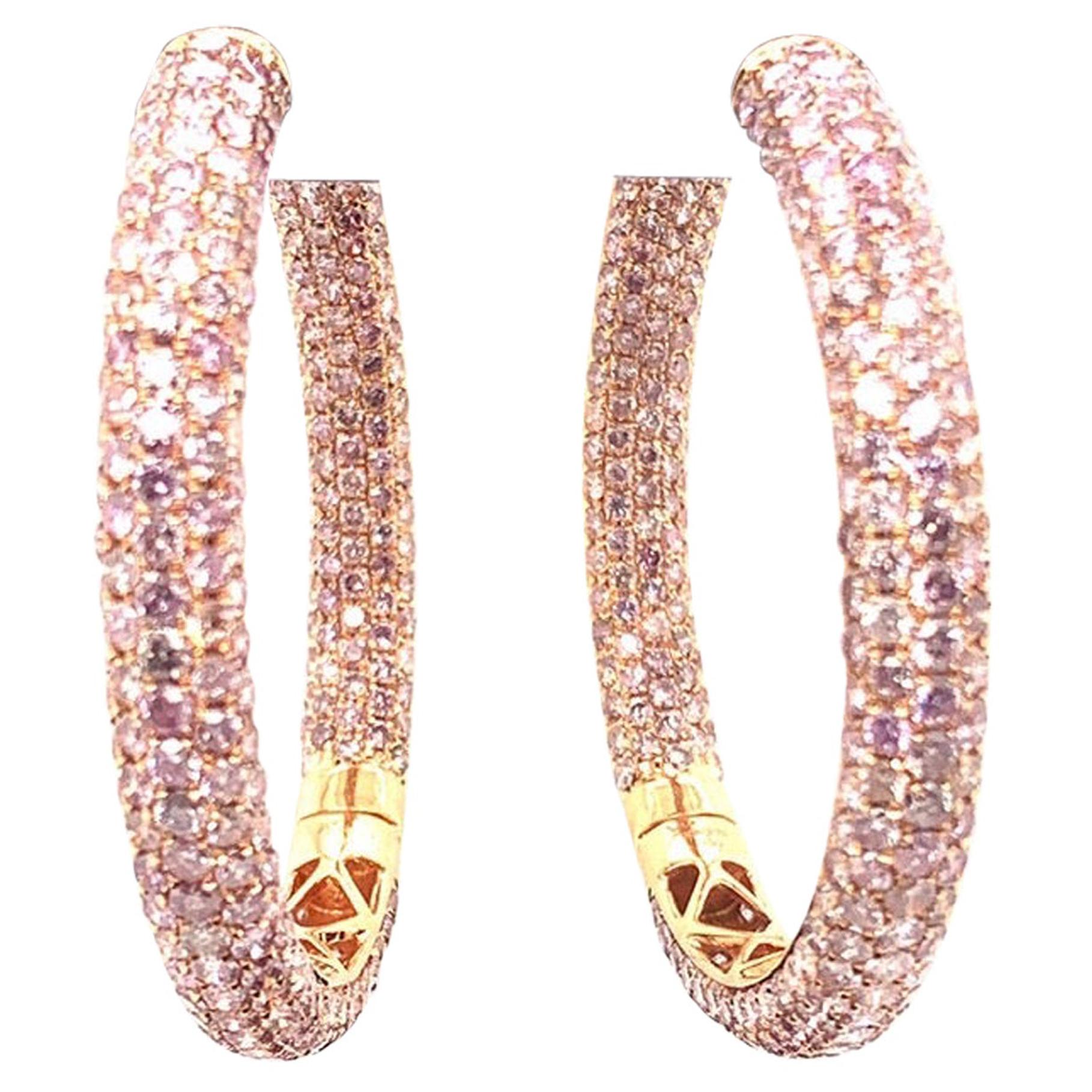 20 Carat Natural Pink Diamond Hoop Earrings