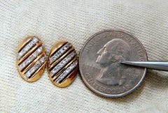 .20 Carat Natural Round Diamonds Oval Striped Earrings 14 Karat*