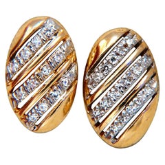 .20 Carat Natural Round Diamonds Oval Striped Earrings 14 Karat*