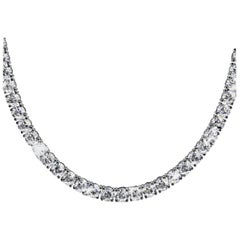 20 Carat Natural Untreated Diamond Tennis Necklace 18 Carat White Gold