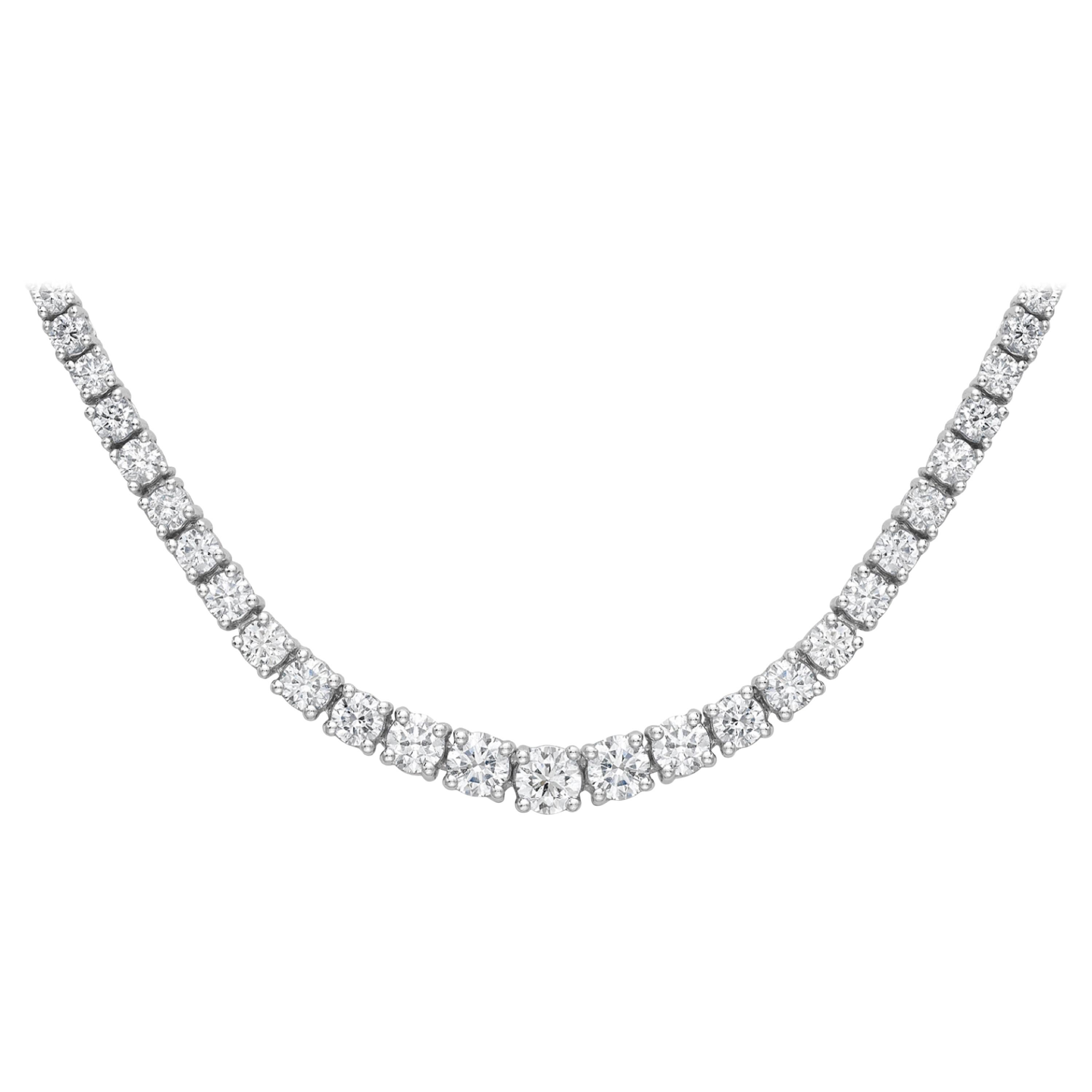 16 Carat Natural Untreated Diamond Tennis Necklace 18 Carat White Gold For Sale