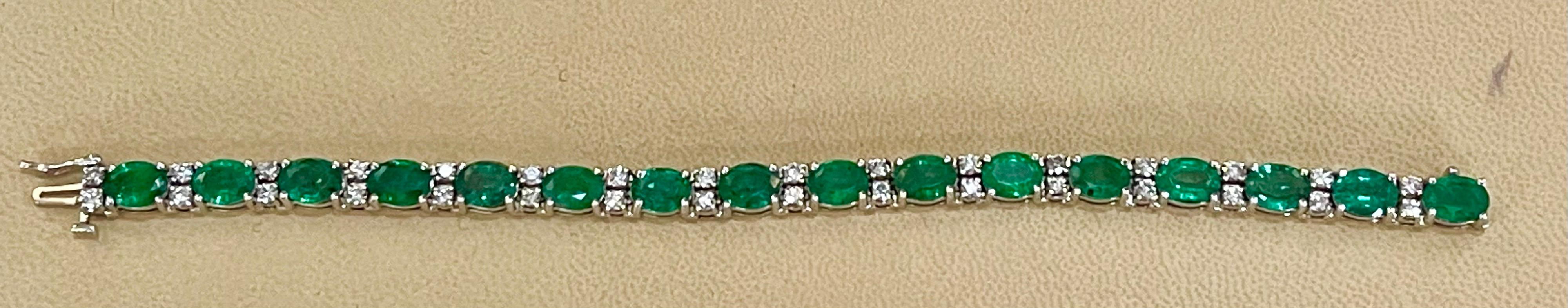 De las mujeres Esmeralda natural de Zambia de 20 quilates y diamante de 1,2 ct Pulsera de tenis Oro de 14 quilates en venta