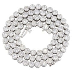 20 Carat Old European Cut Diamond Platinum Tennis Necklace