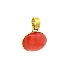 20 Carat Oval Gem Rhodochrosite Gold Enhancer Pendant Estate Fine Jewelry