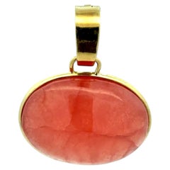 20 Carat Oval Gem Rhodochrosite Gold Enhancer Pendant Estate Fine Jewelry