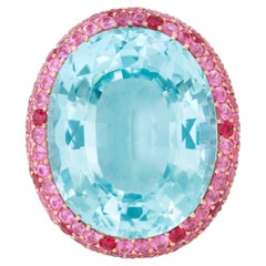 20 Carat Oval Statement Paraiba Blue 14K White Gold Grand Palais Radiance