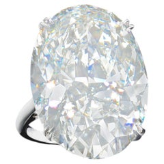 20 Carat Oval Statement Type IIa Brilliant White / D color FL/IF 14K White Gold