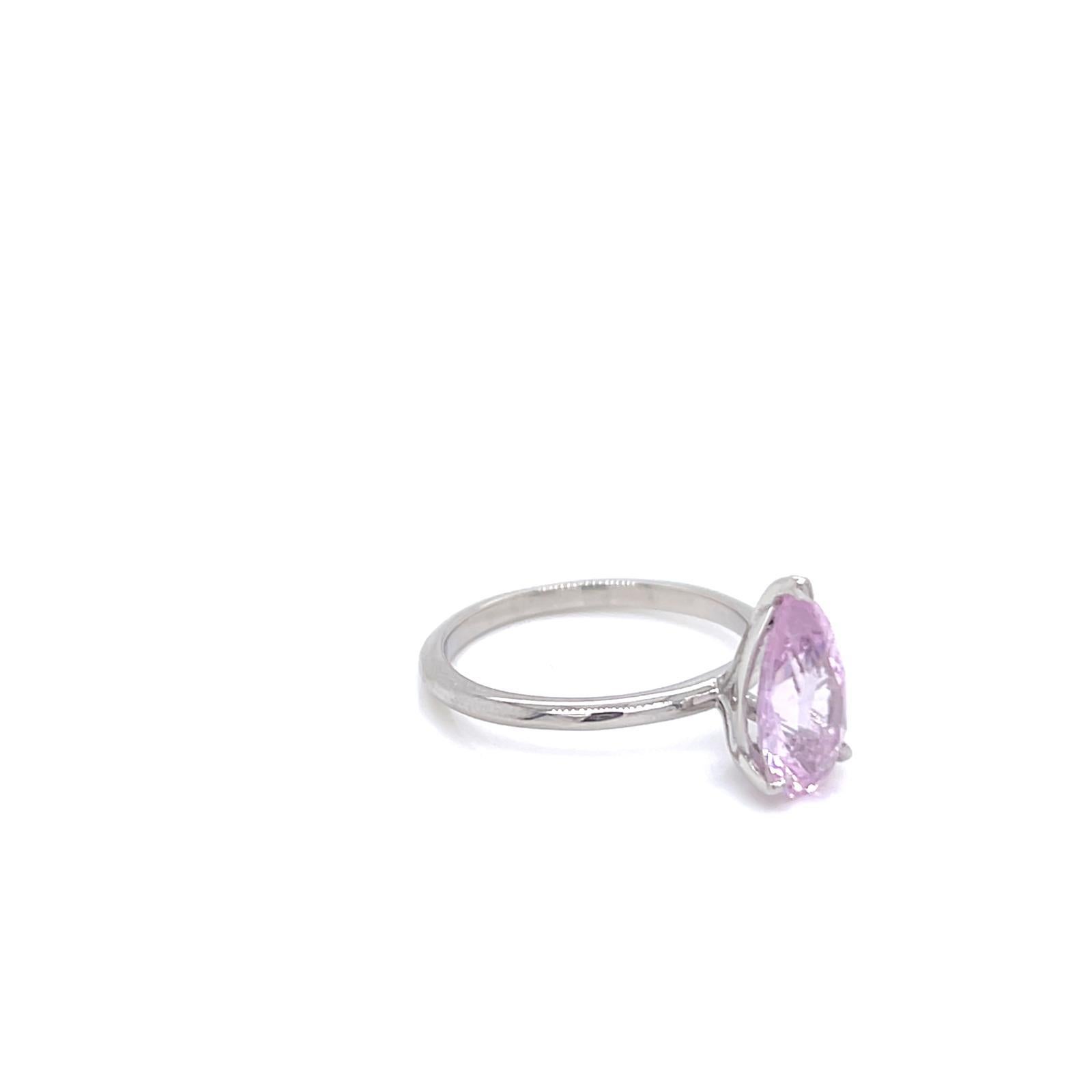2,0 Karat birnenförmiger rosa Saphir Solitär Ring aus Platin (Zeitgenössisch) im Angebot