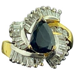 2.0 Carat Pear Shaped Sapphire 
Diamond Ring