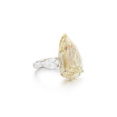 20 Carat Pear Statement Fancy Yellow Royal Radiance Heirloom Diamond Ring
