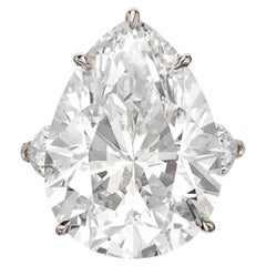 20 Carat Pear Statement Type IIa Brilliant White / D color FL/IF 14K White Gold
