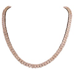 20 Carat Rose Gold Round and Baguette Diamond Necklace