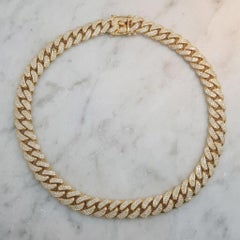 20 Carat Round Brilliant Cut Diamond Cuban Link Chain Necklace
