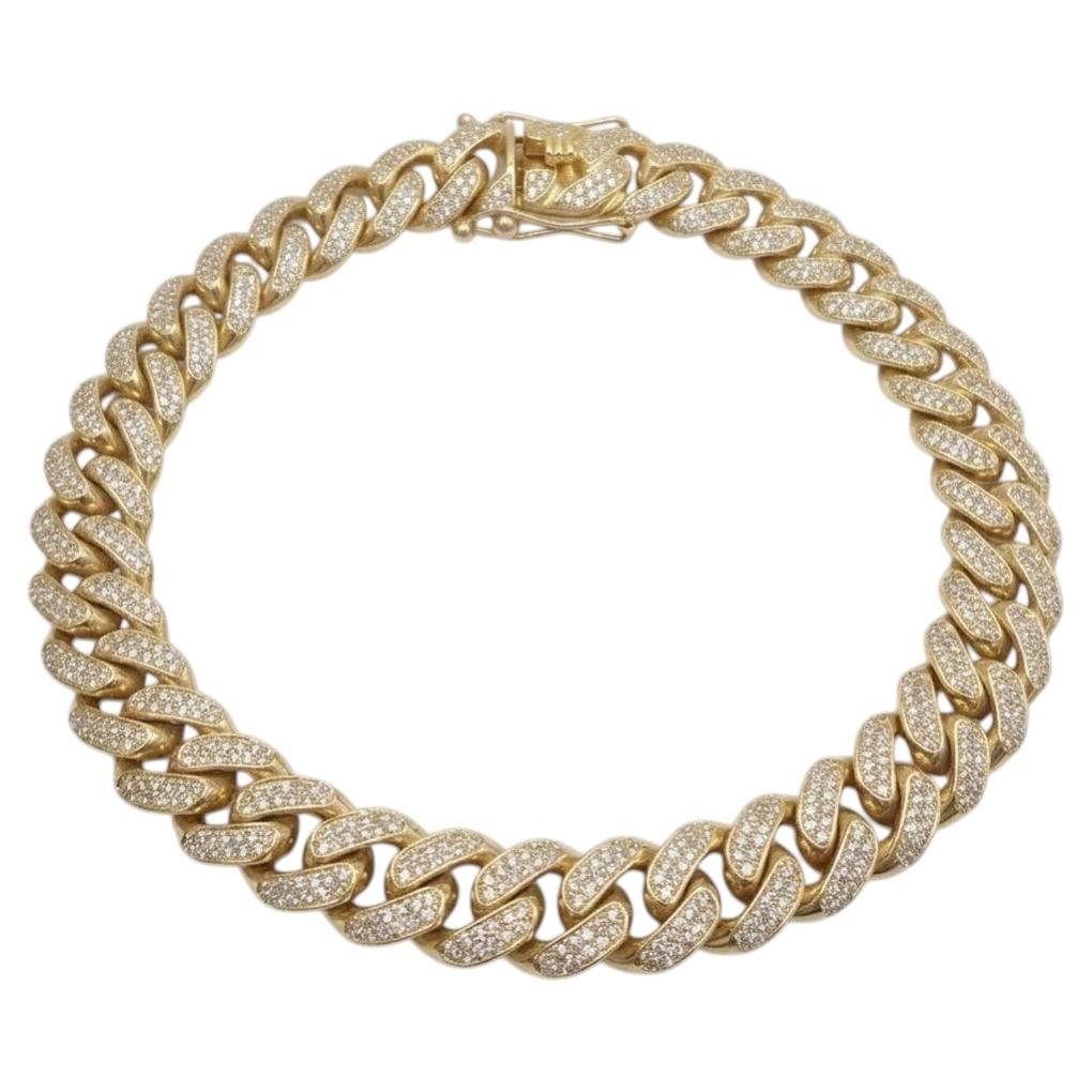 Collier à maillons cubains avec diamants ronds de 20 carats et taille brillante