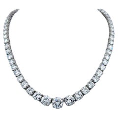 20 Carat Round Brilliant Cut Diamond Riviera Tennis Necklace