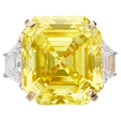 20 Carat Round Brilliant Statement Fancy Yellow 14K Gold Sunlit Royal Radiance