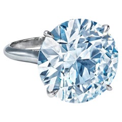 20 Carat Round  Statement Type IIa Brilliant White / D color FL/IF Diamond Ring