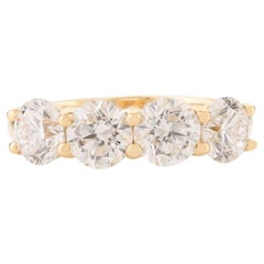 Bague d'éternité en or jaune massif 18 carats avec Moissanite ronde de 2,0 carats pour mère
