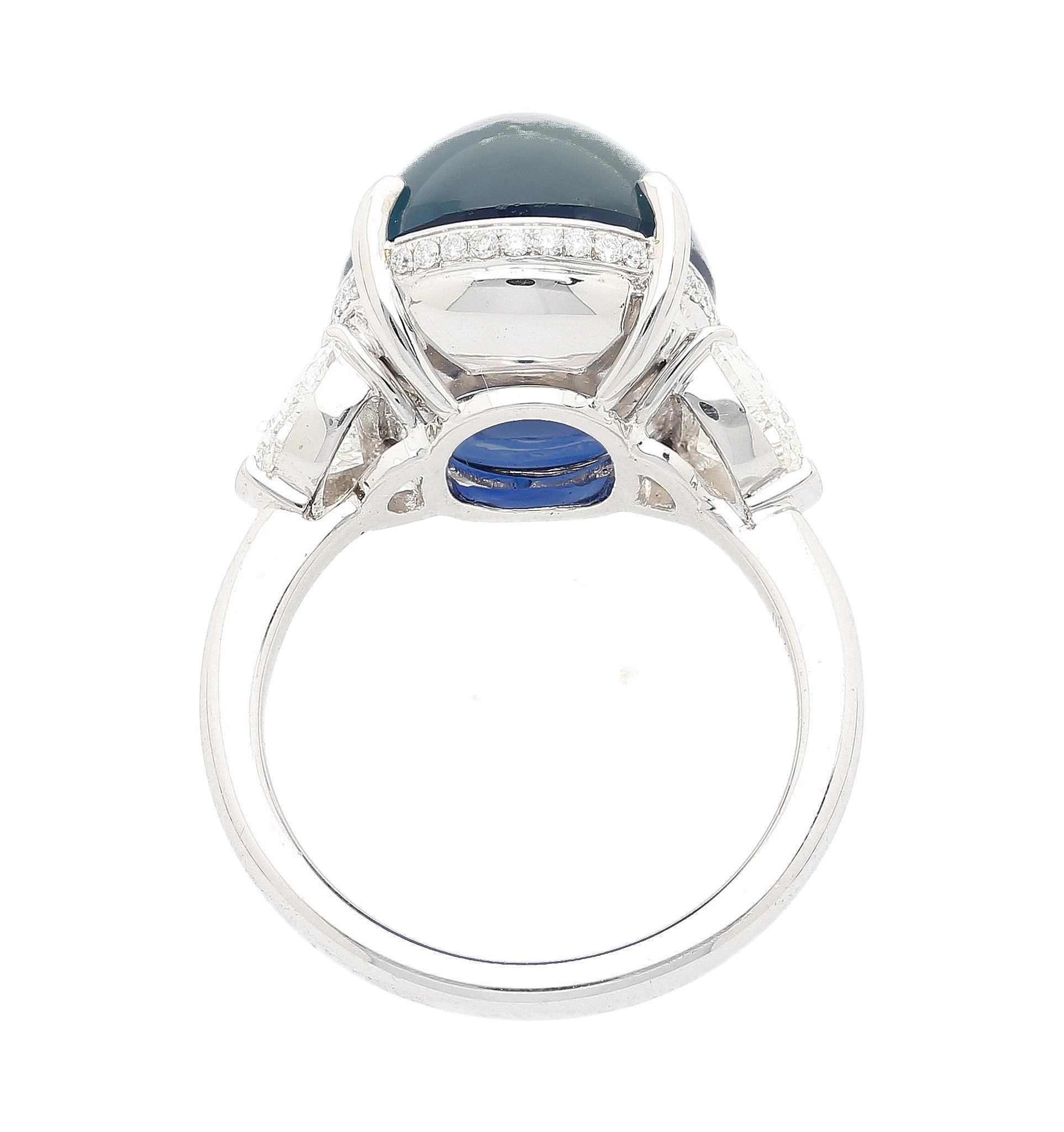 Anello con zaffiro di Birmania e diamante da 20 carati blu reale senza calore in vendita 1