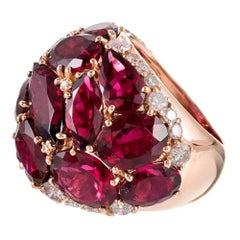 20 Carat Rubellite and Diamond Dome Ring