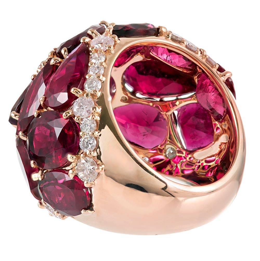 Bague dôme en rubellite et diamants de 20 carats Excellent état - En vente à Carmel-by-the-Sea, CA