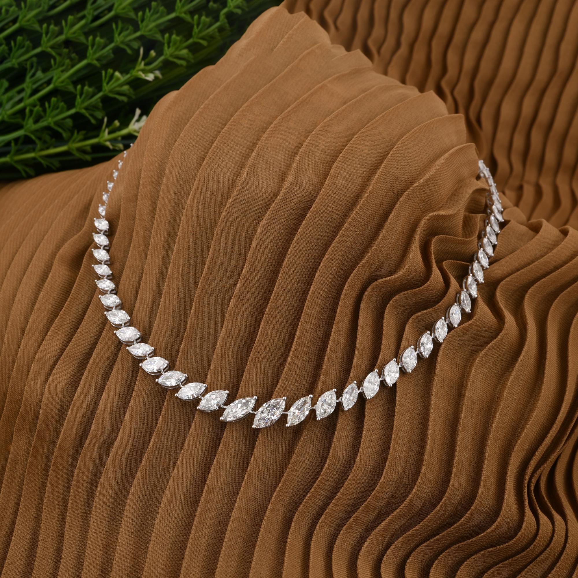 20 Carat SI Clarity HI Color Marquise Graduated Diamond Necklace 14k White Gold In New Condition For Sale In Diera, Dubai