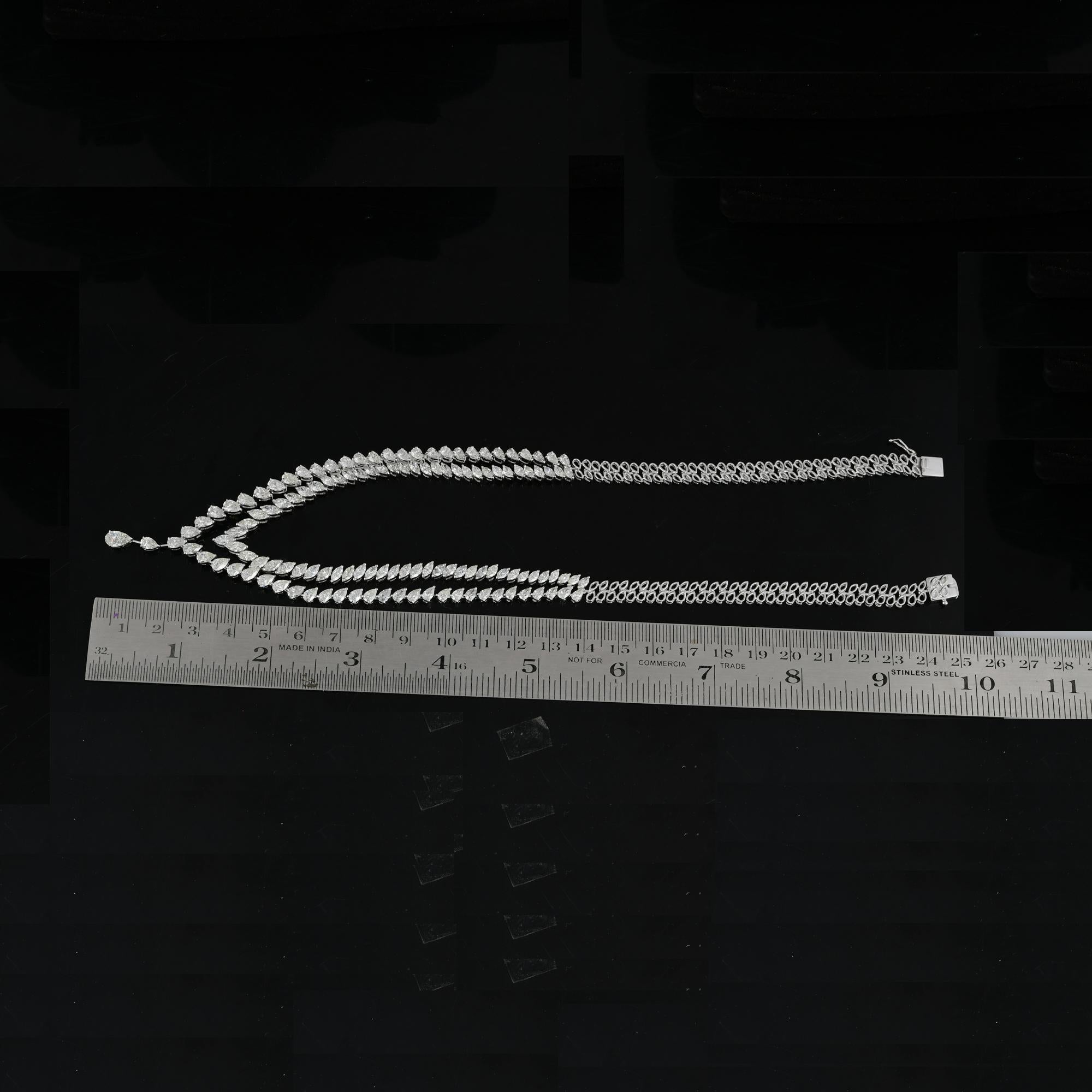 20 Carat SI Clarity HI Color Marquise Pear Diamond Necklace 14 Karat White Gold In New Condition For Sale In Diera, Dubai