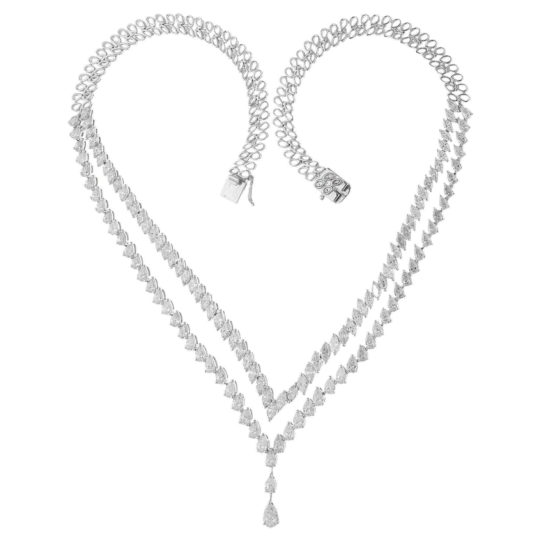 20 Carati SI Chiarezza HI Colore Collana di diamanti a pera marquise in oro bianco 14 carati