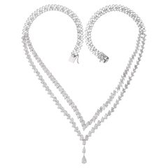 20 Carat SI Clarity HI Color Marquise Pear Diamond Necklace 18 Karat White Gold