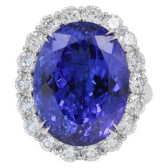 20 Carat Tanzanite and Diamond Ring/Pendant in 18 Karat White Gold