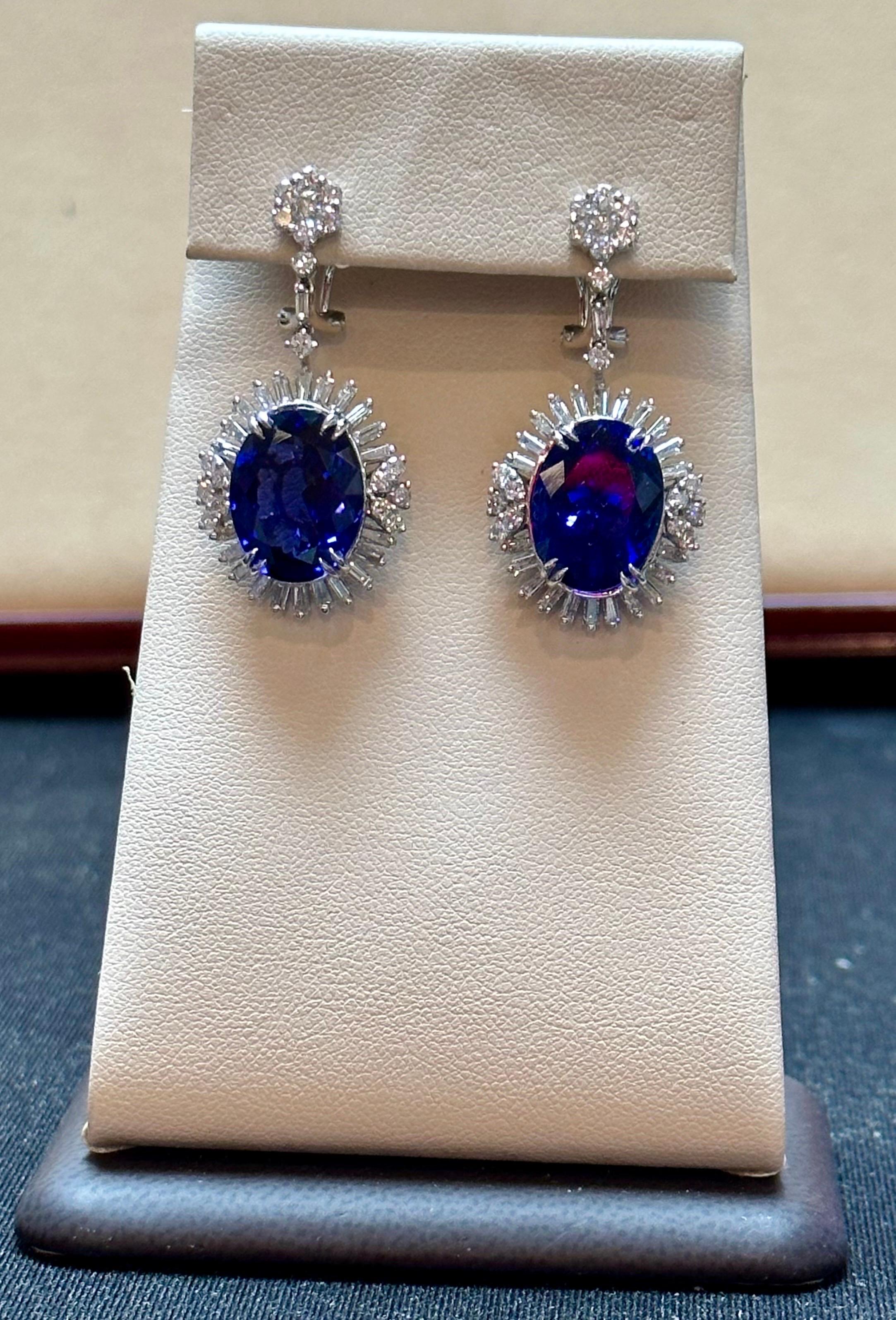 20 Karat Tansanit & Diamant Hänge-/Cocktailtail  Tropfenohrring aus 18 Karat Weißgold 3