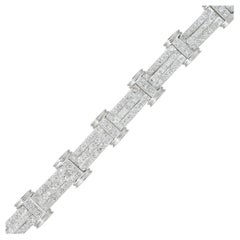 2.0 Carat Three-Row Diamond Bar Tennis Bracelet 14 Karat in Stock