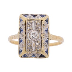 .20 Carat Total Weight Art Deco Diamond Platinum & 14 Karat Gold Engagement Ring