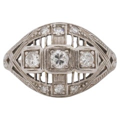 .20 Carat Total Weight Art Deco Diamond Platinum Engagement Ring