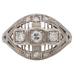 .20 Carat Total Weight Art Deco Diamond Platinum Engagement Ring