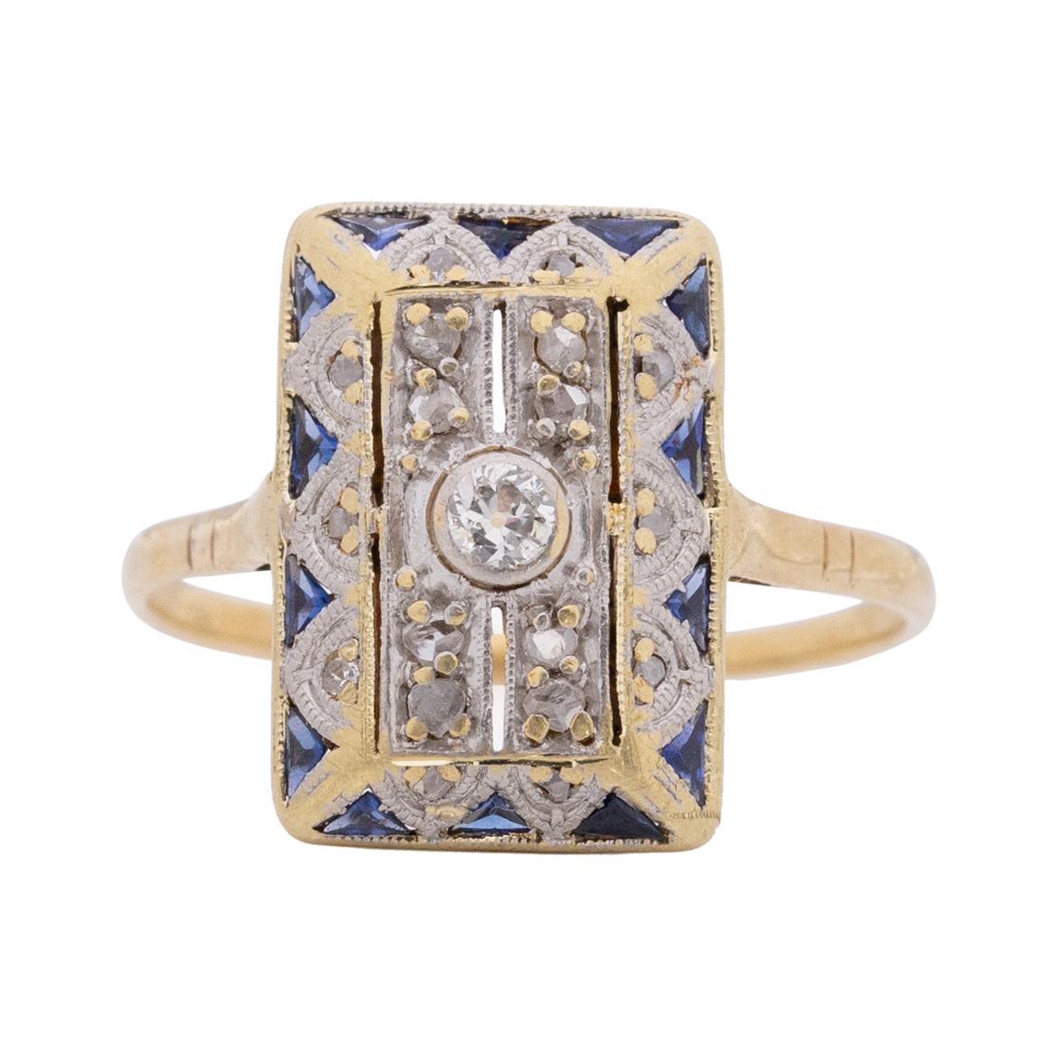 .20 Carat Total Weight Art Deco Diamond Platinum Top & 14k Gold Engagement Ring