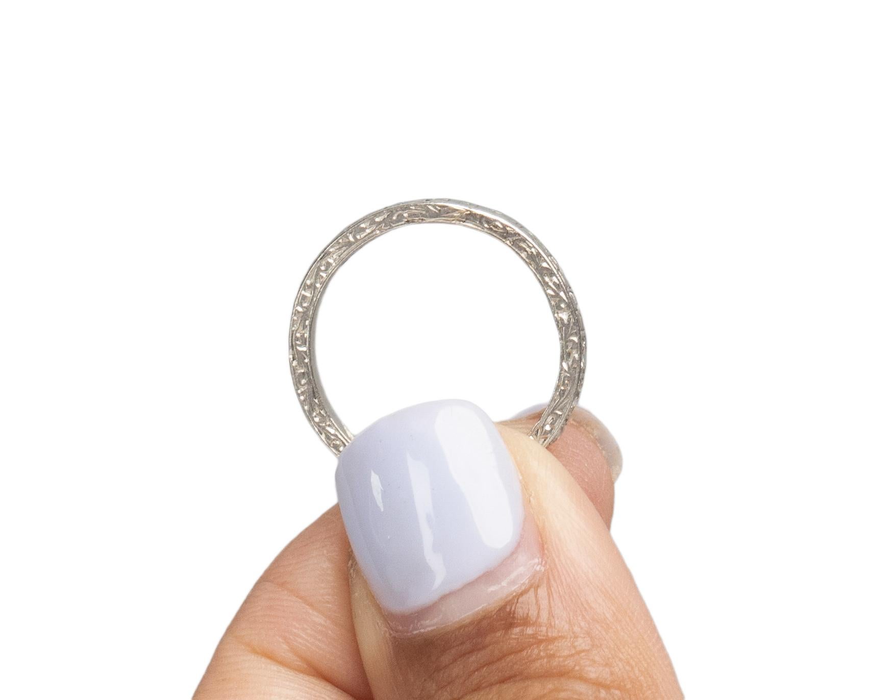 Old European Cut .20 Carat Total Weight Art Deco Diamond Platinum Wedding Ring For Sale