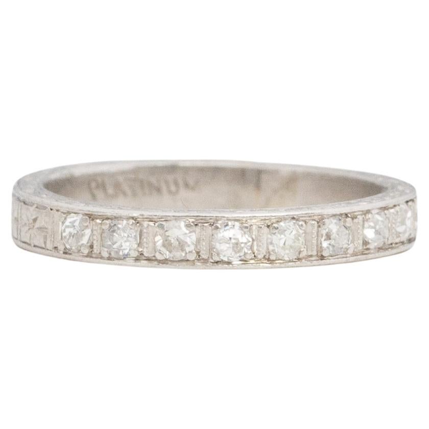 .20 Carat Total Weight Art Deco Diamond Platinum Wedding Ring For Sale