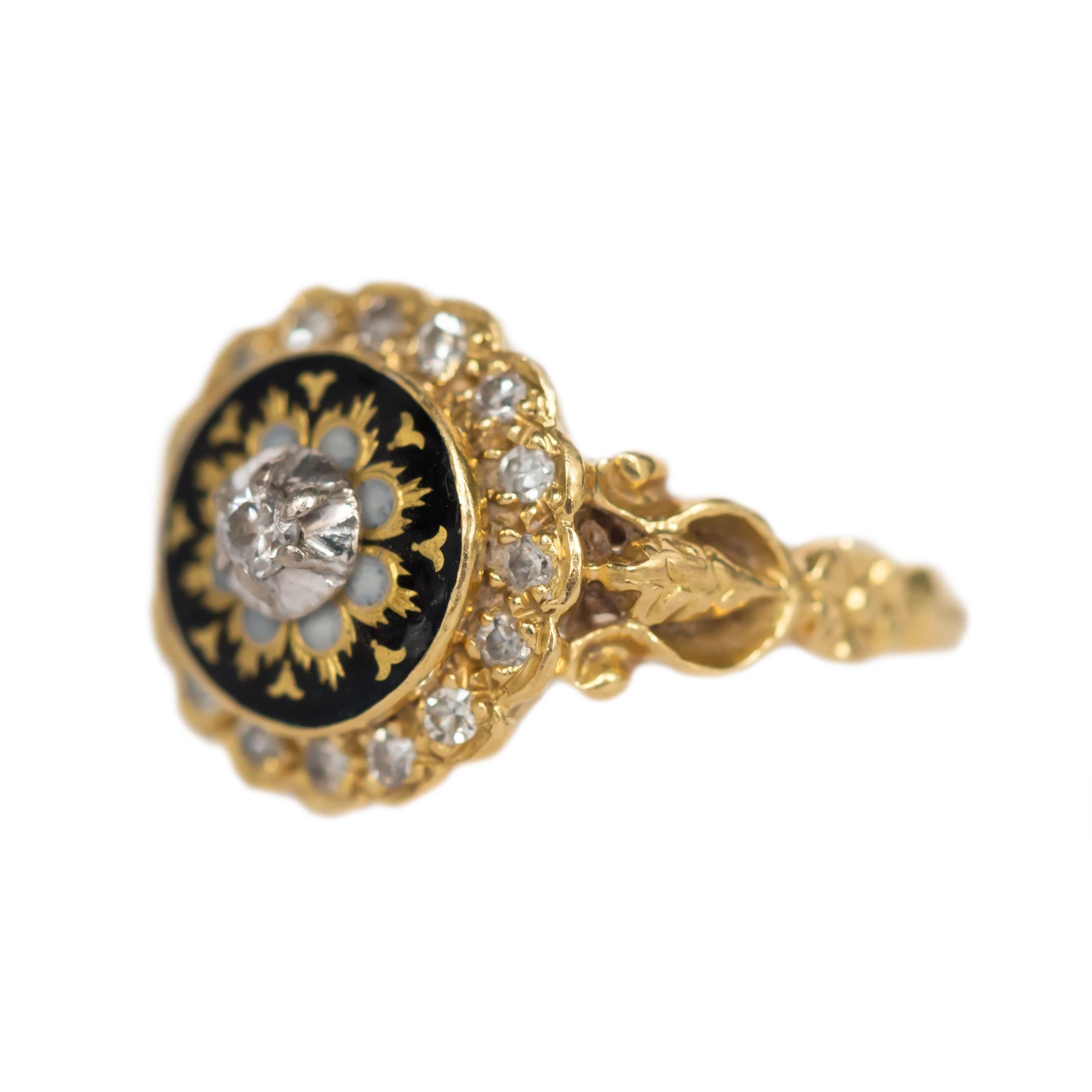Ring Size: 6
Metal Type: 18 karat Yellow Gold [Hallmarked, and Tested]
Weight:  4.1 grams

Diamond Details:
Weight: .20 carat, total weight
Cut: Antique European
Color: G
Clarity: VS


Finger to Top of Stone Measurement: 3mm
Condition:  Excellent