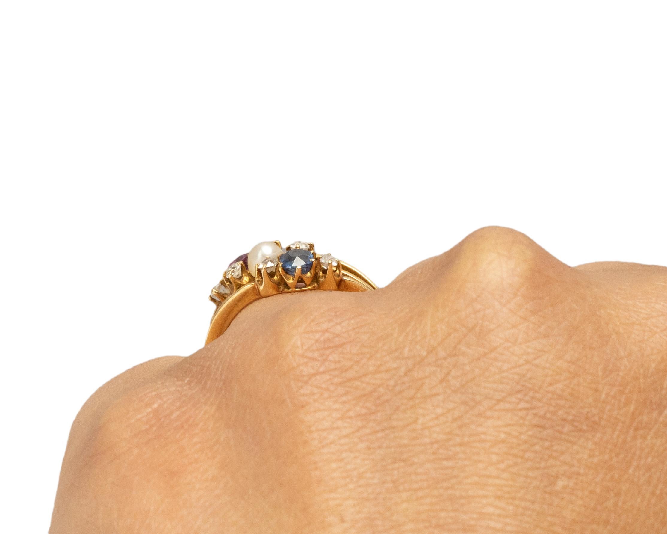 Old European Cut .20 Carat Total Weight Edwardian Diamond 18 Karat Yellow Gold Engagement Ring For Sale