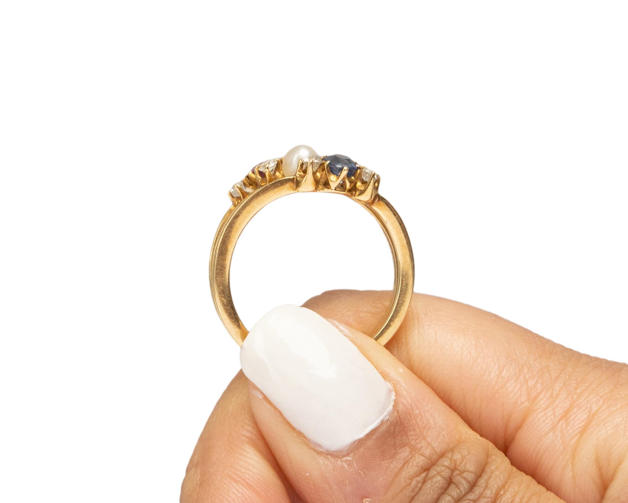 Women's .20 Carat Total Weight Edwardian Diamond 18 Karat Yellow Gold Engagement Ring For Sale