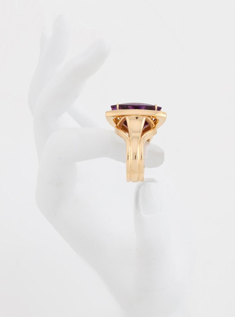 20 Carat Trilliant Cut Amethyst and Diamond Ring by John Landrum Bryant For Sale 3