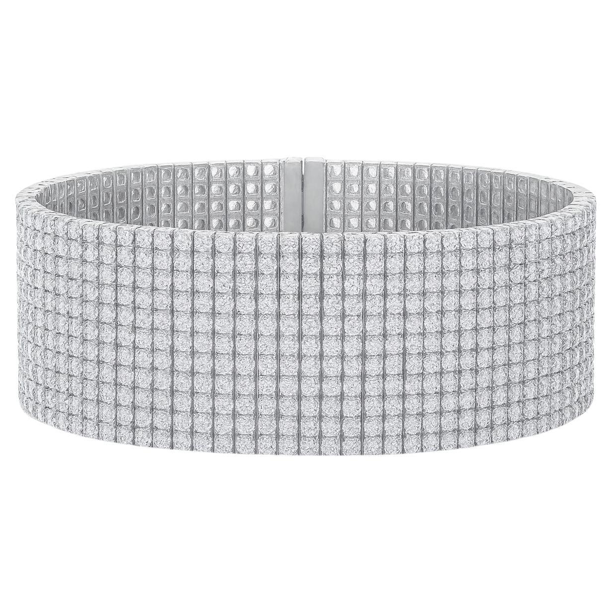 20 Carats 18K White Gold Diamond Bangle Bracelet