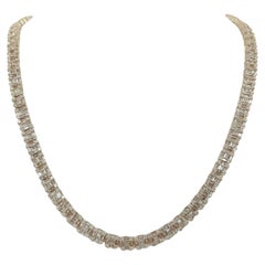 20 Carats Pink Gold Round and Baguette Diamond Necklace