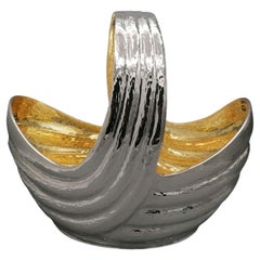 cesta con asa de plata maciza Italia del siglo XX