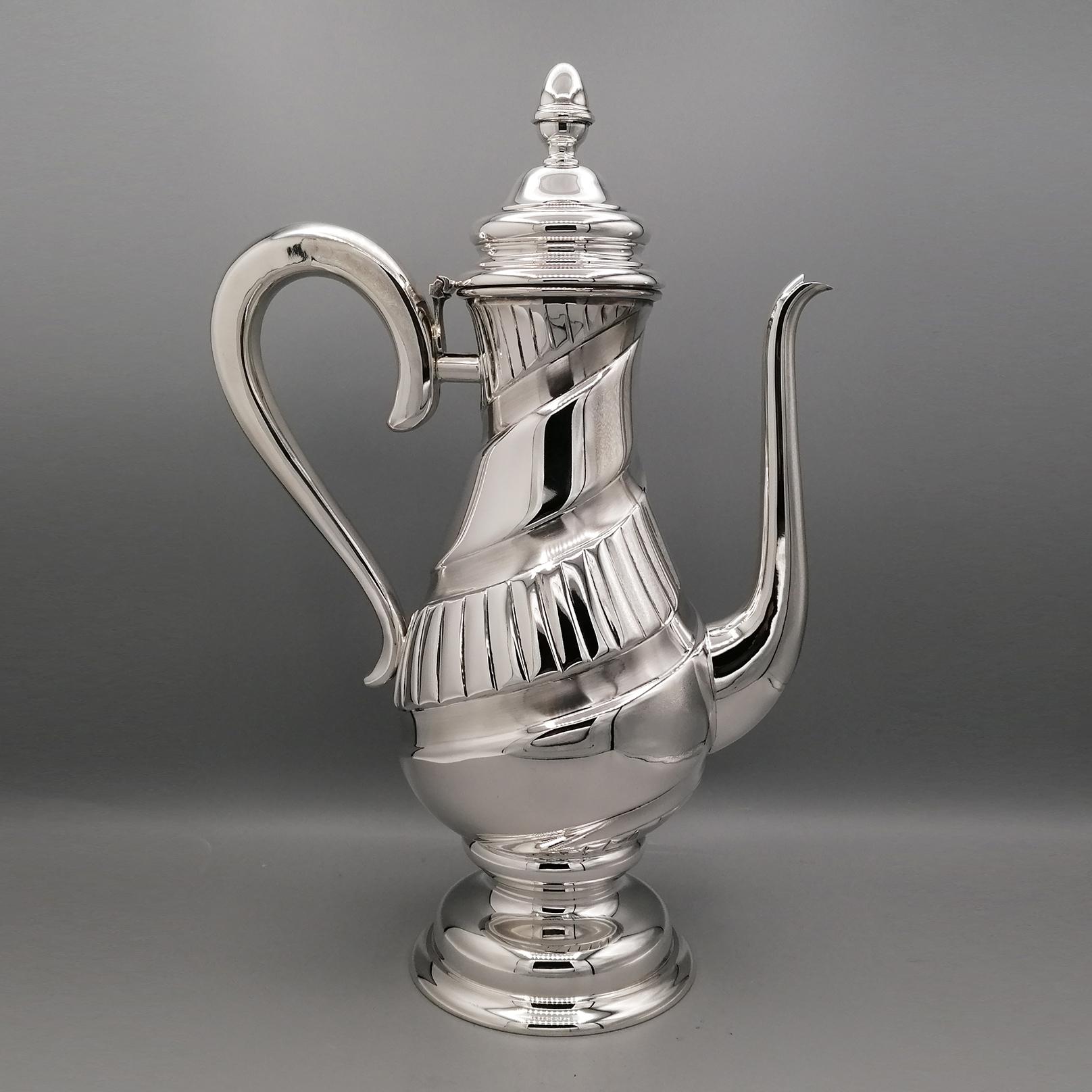 Frosted 20th Centiry Italian Solid Silver Chocolate/Coffepot For Sale