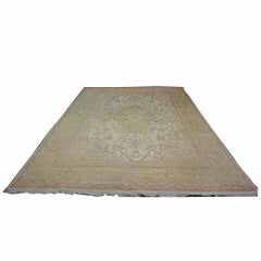 Antique Turkish Oushak Wool 10X13 Olive, Ivory, & Light Red Handmade Area Rug