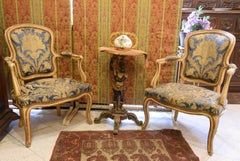 20th Century Armchairs France Louis-Philippe Ivory Lacquer Golden Threads, 1900s