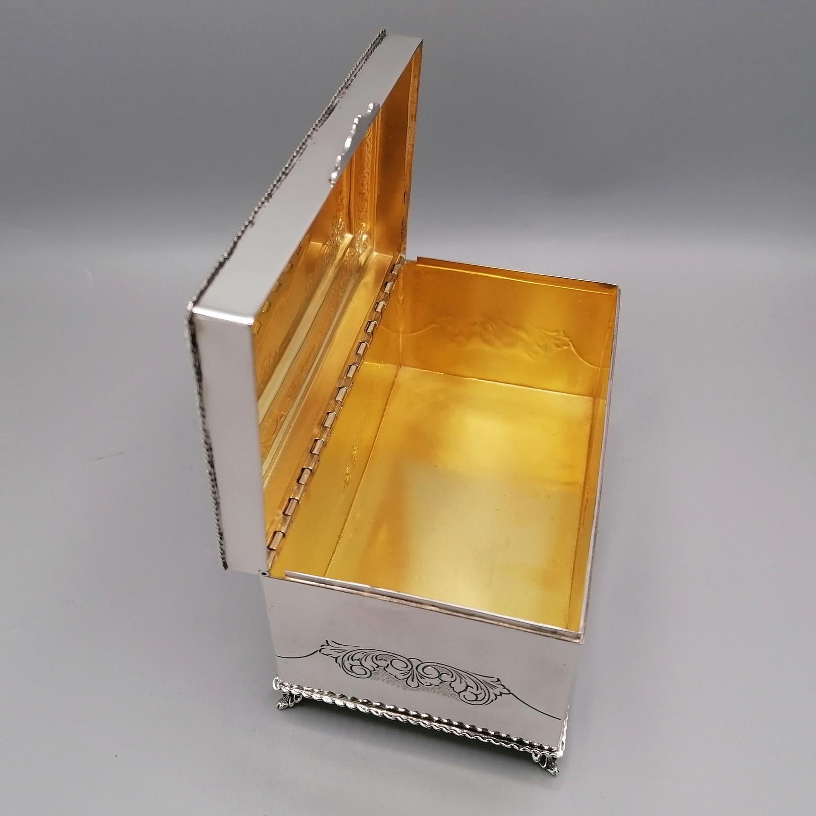 20th Century Italian 800 Solid Silver Jewel Box For Sale 6